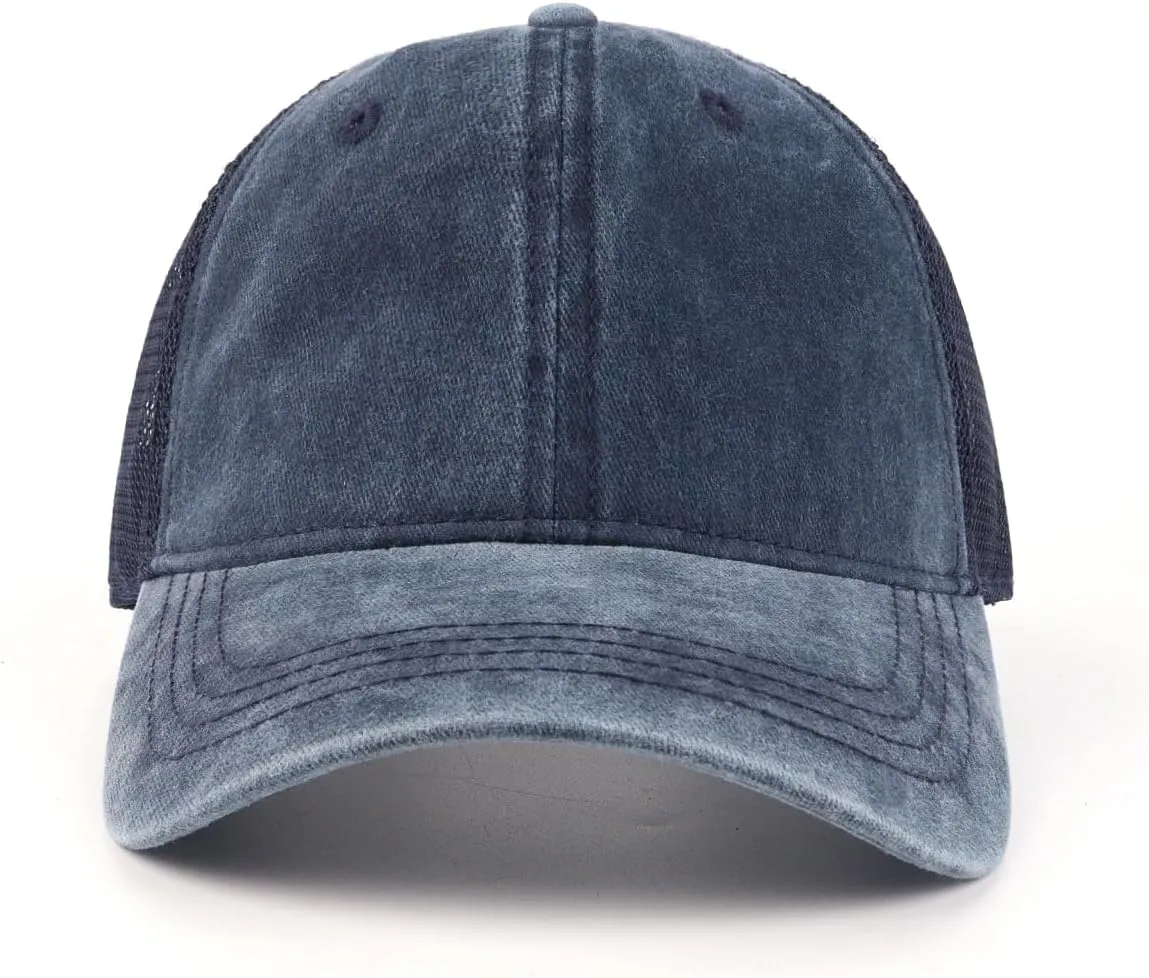 Zylioo XXL Oversize Washed Trucker Cap,Adjustable Mesh Trucker Hats,Soft Crown Running Hat for Big Heads
