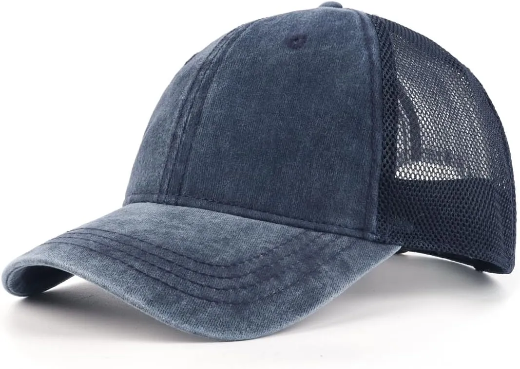 Zylioo XXL Oversize Washed Trucker Cap,Adjustable Mesh Trucker Hats,Soft Crown Running Hat for Big Heads